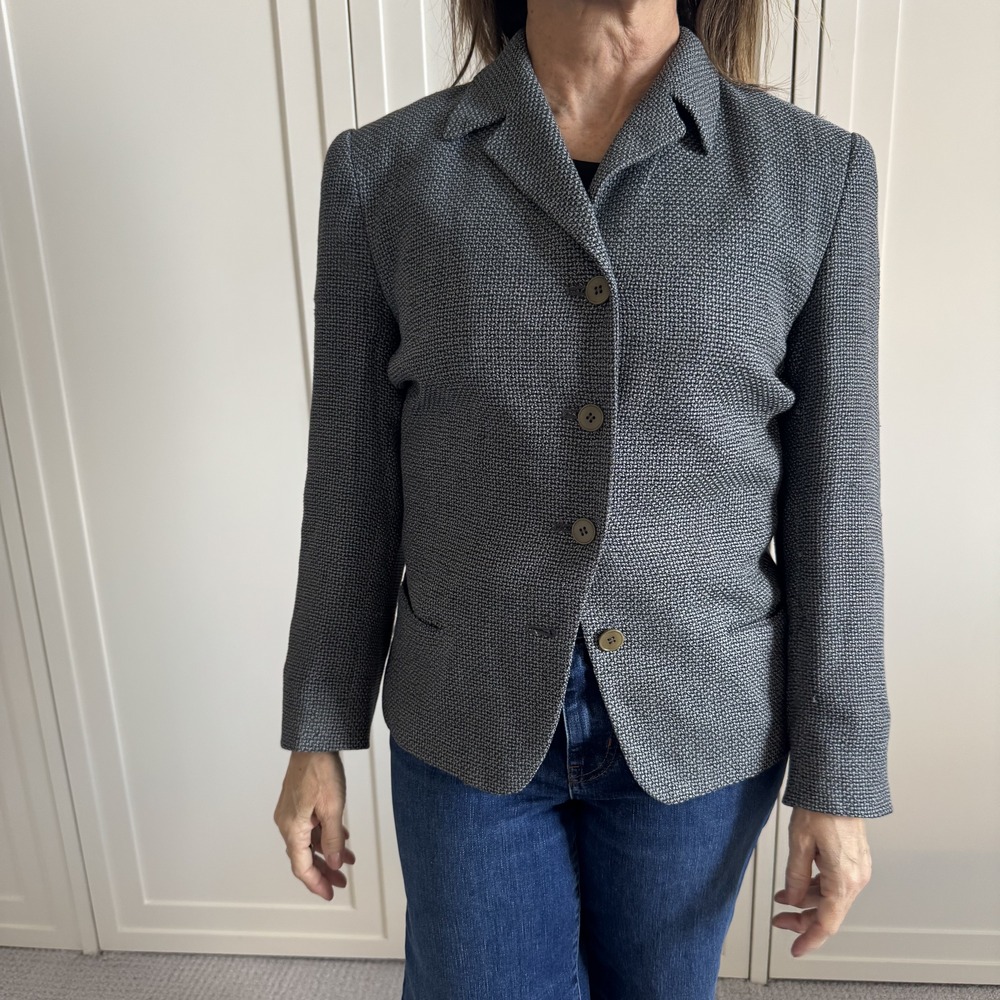 Calvin Klein Collection Tweed Blazer Gray White